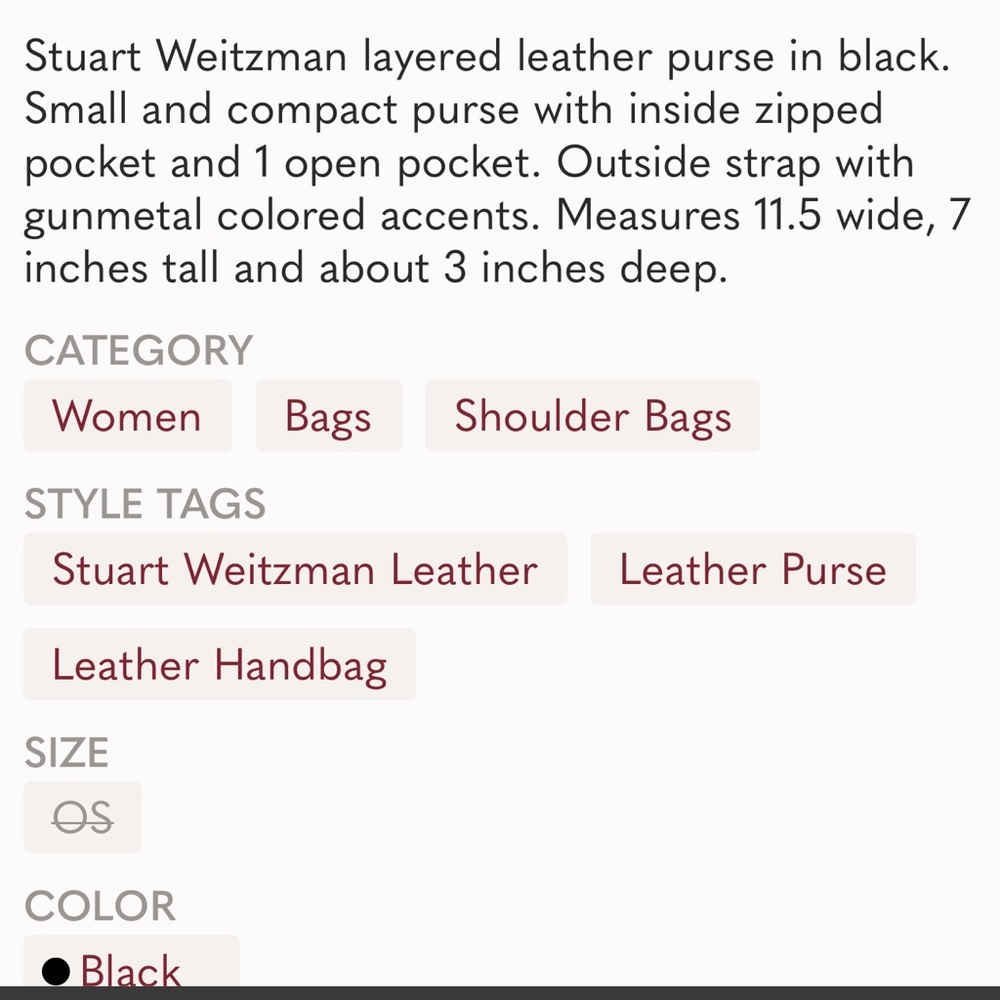COPY - Stuart Weitzman Black Leather Purse shoulder bag - Picture 6 of 6